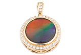 14K ROUND AMMOLITE  HALO PENDANT