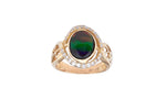 14K AMMOLITE RING WITH DIAMONDS